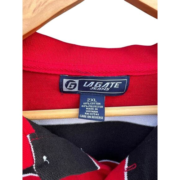 LA Gate Collection Polo Shirt Striped Mens 2XL Red Black Big Tall Short Sleeve - Picture 2 of 5